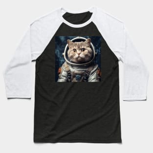 Astronaut Cat in Space - British Shorthair Baseball T-Shirt